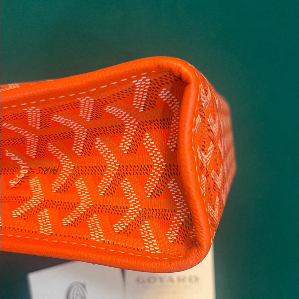 Goyard Orange Chevron Canvas Zip Pouch Tote - Picture 6 of 9